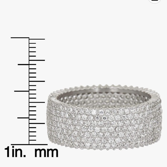 925 Sterling Silver Eternity Ring 7 Row Cubic Zirconia Micro-Pave - Picture 8 of 8